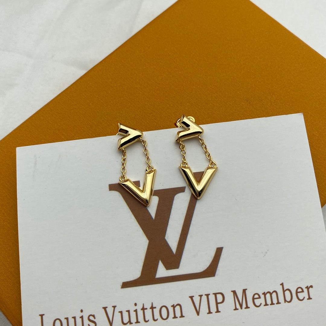 V Letter Chain Earrings