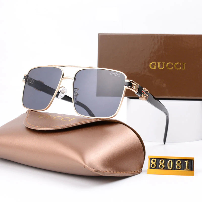 Metal double-bridge retro sunglasses