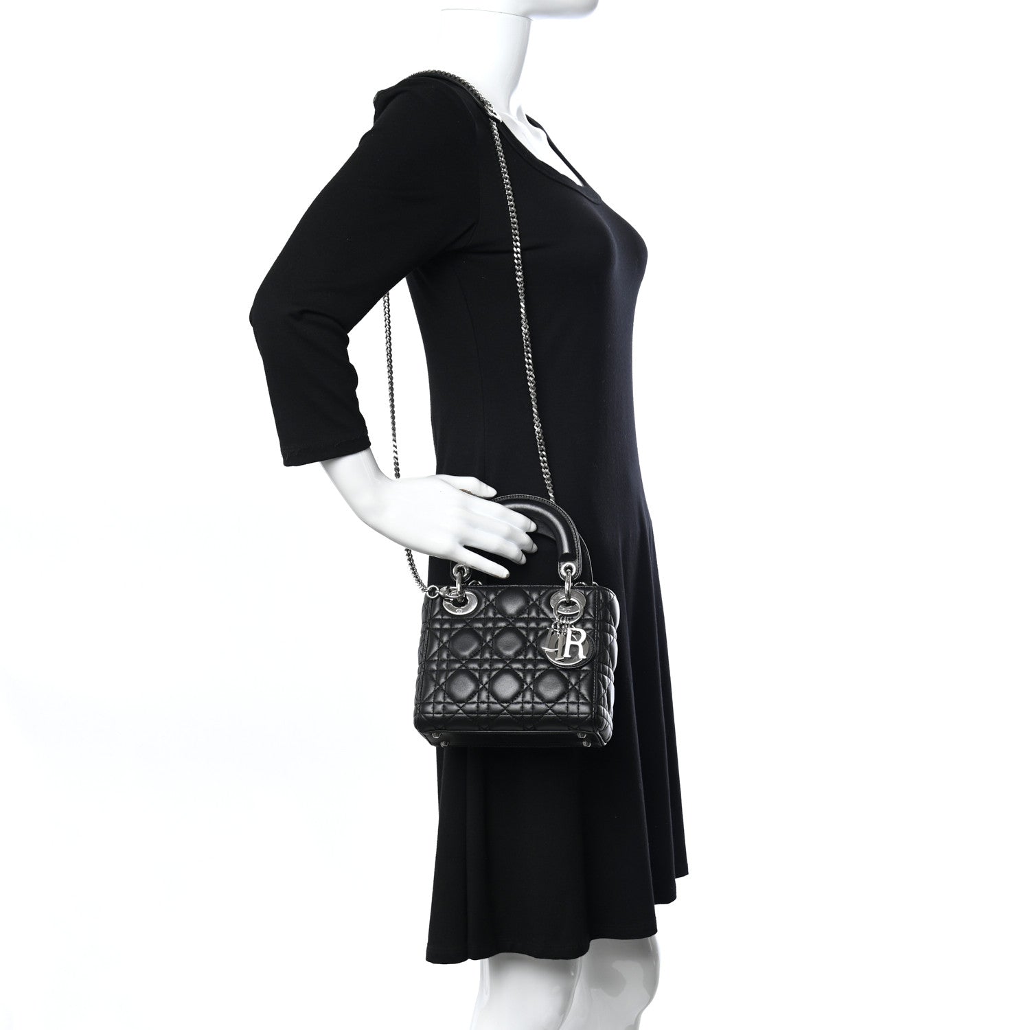 Lambskin Cannage Mini Lady D Black£¨6.5 x 6 x 3 in£©