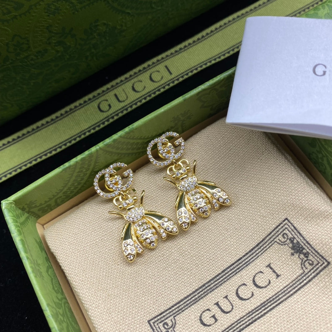 Double G Bee Diamond Earrings