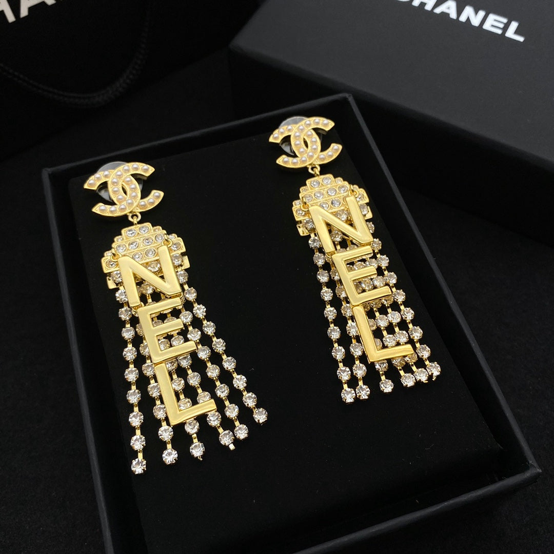 Sparkling Full Diamond Tassel Earrings