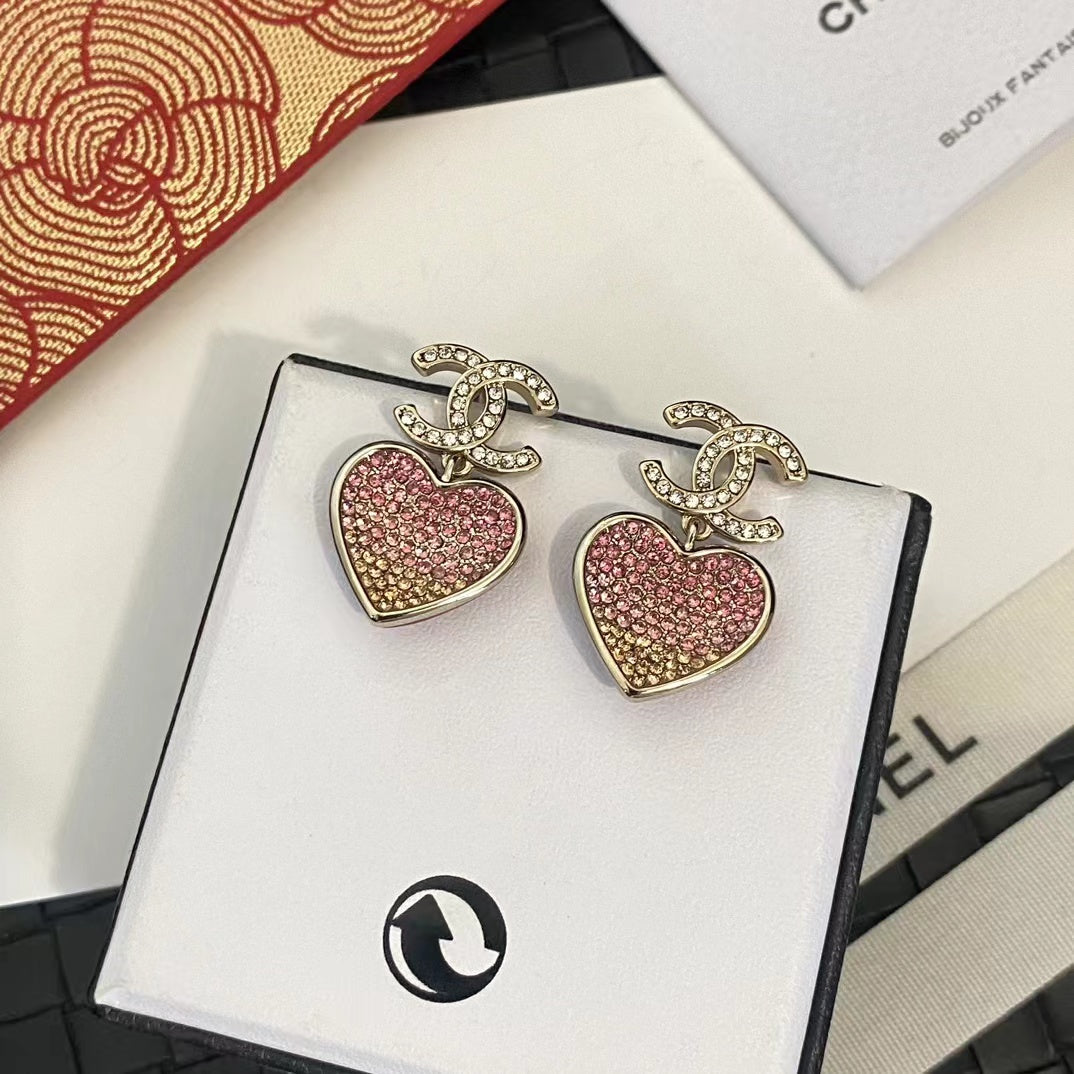 Elegant Diamond Heart Earrings