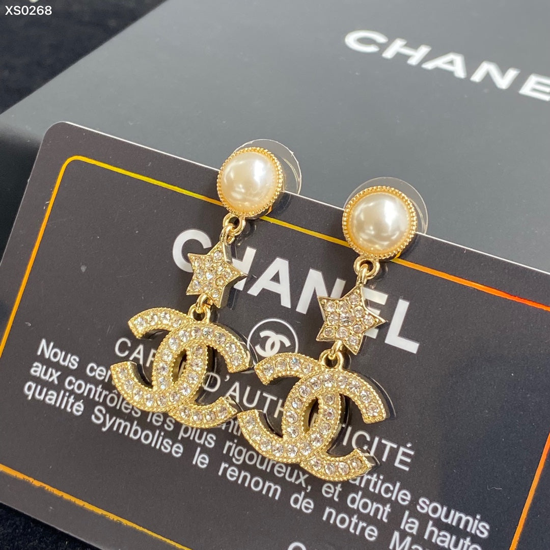 Sparkling Zircon Star Letter Earrings