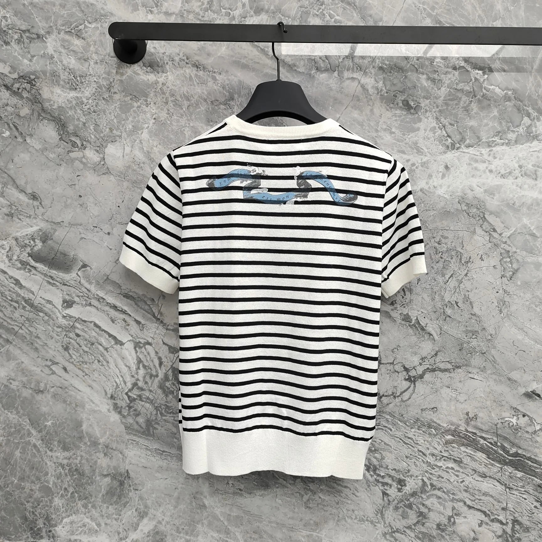 25  Platinum Collection Striped stars Printed high-fashion linen knit short sleeve!