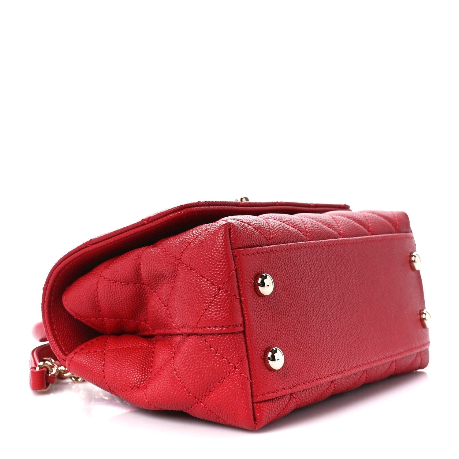 Caviar Quilted Lizard Embossed Extra Mini Coco Handle Flap Red