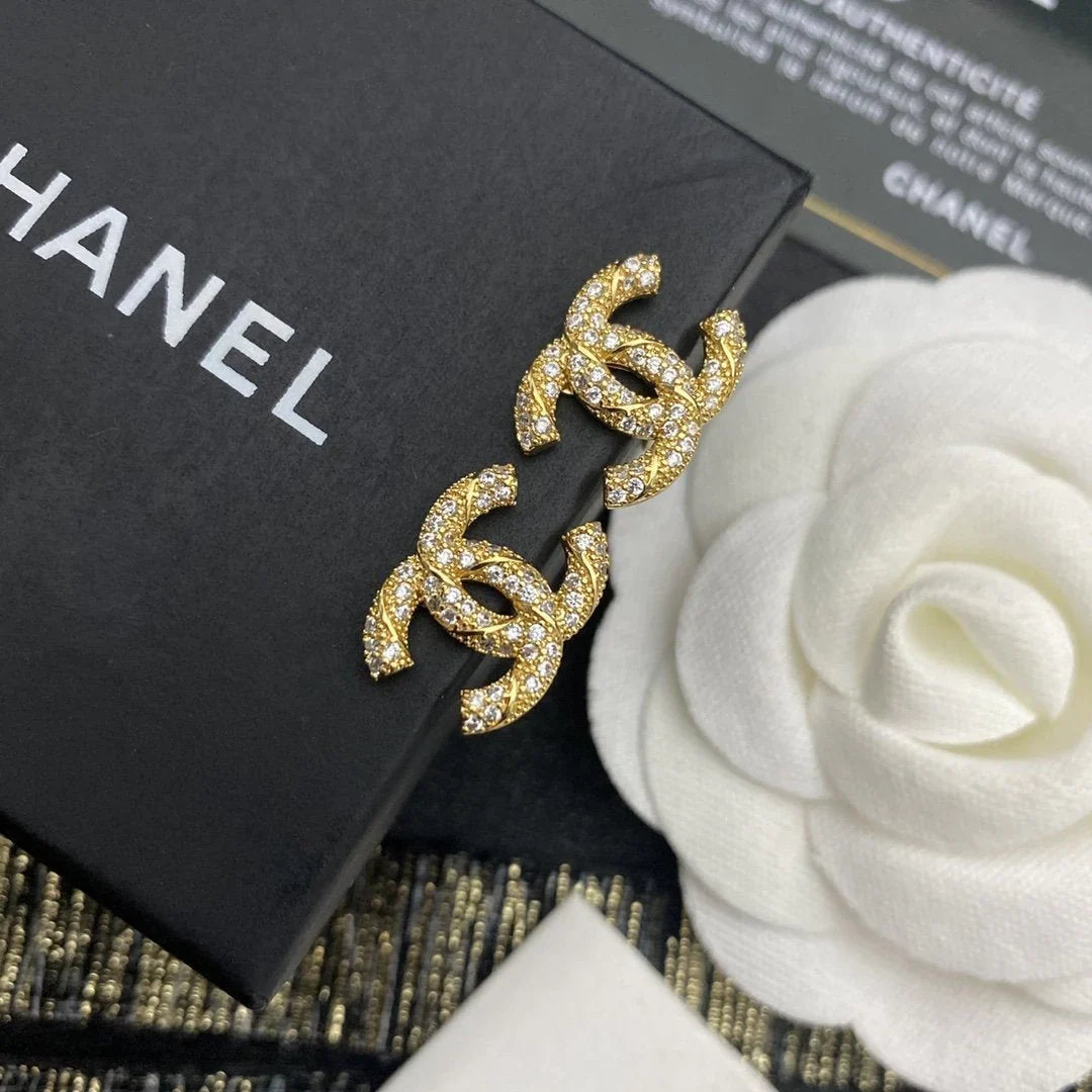 Zircon Double C Stud Earrings