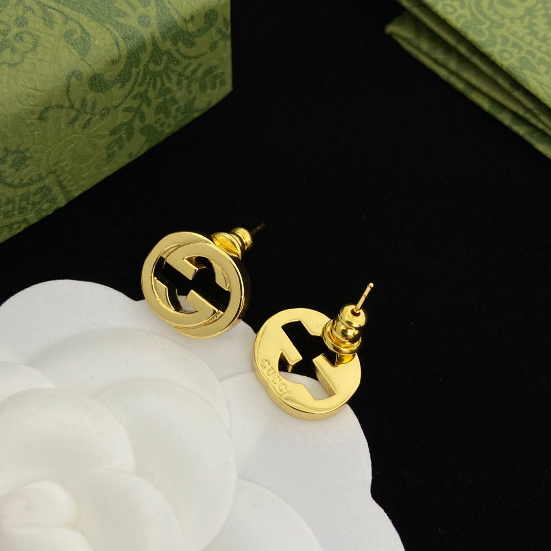 Simple Monogram Brass Stud Earrings