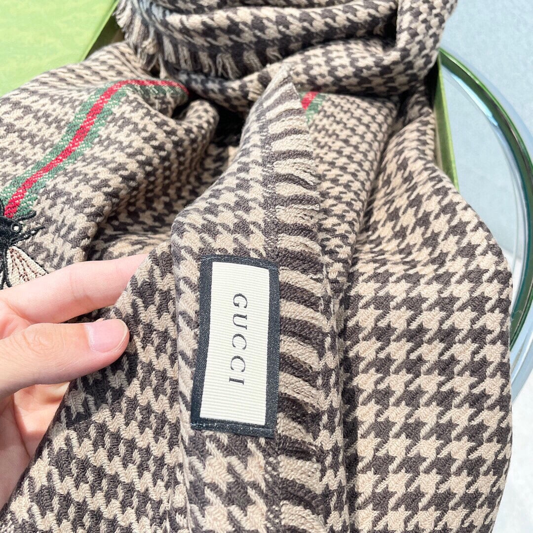 Houndstooth Cashmere Scarf