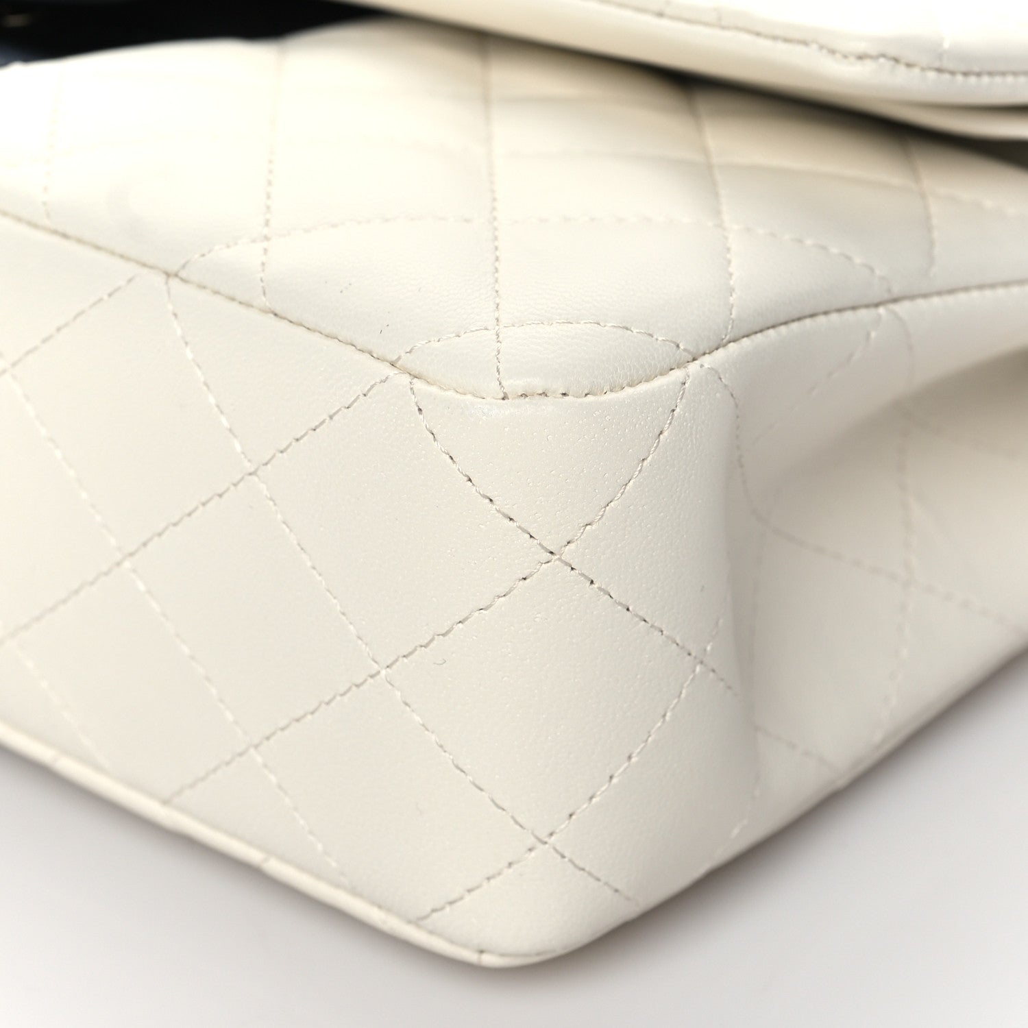 Lambskin Quilted Medium Double Flap Black White