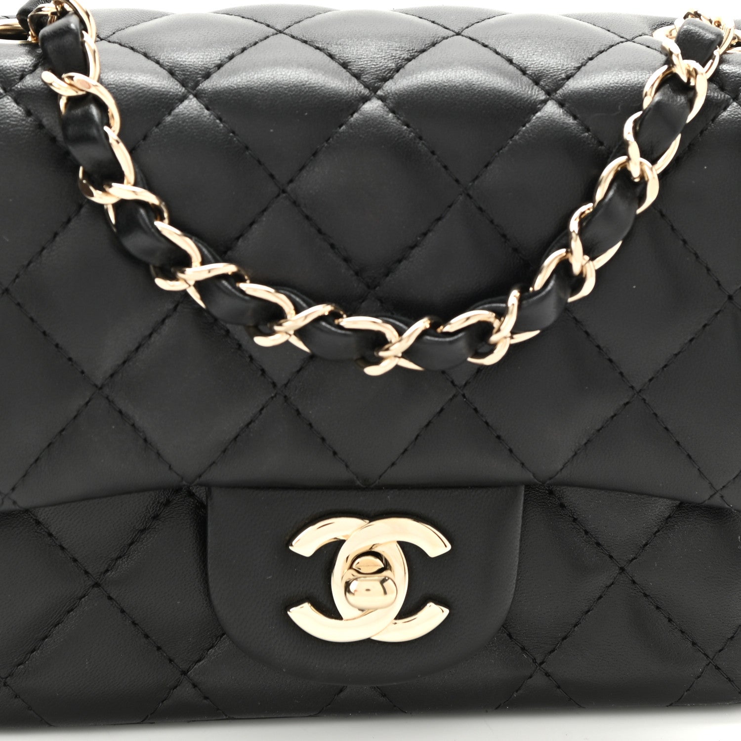 Lambskin Quilted Mini Square Flap Bag Black