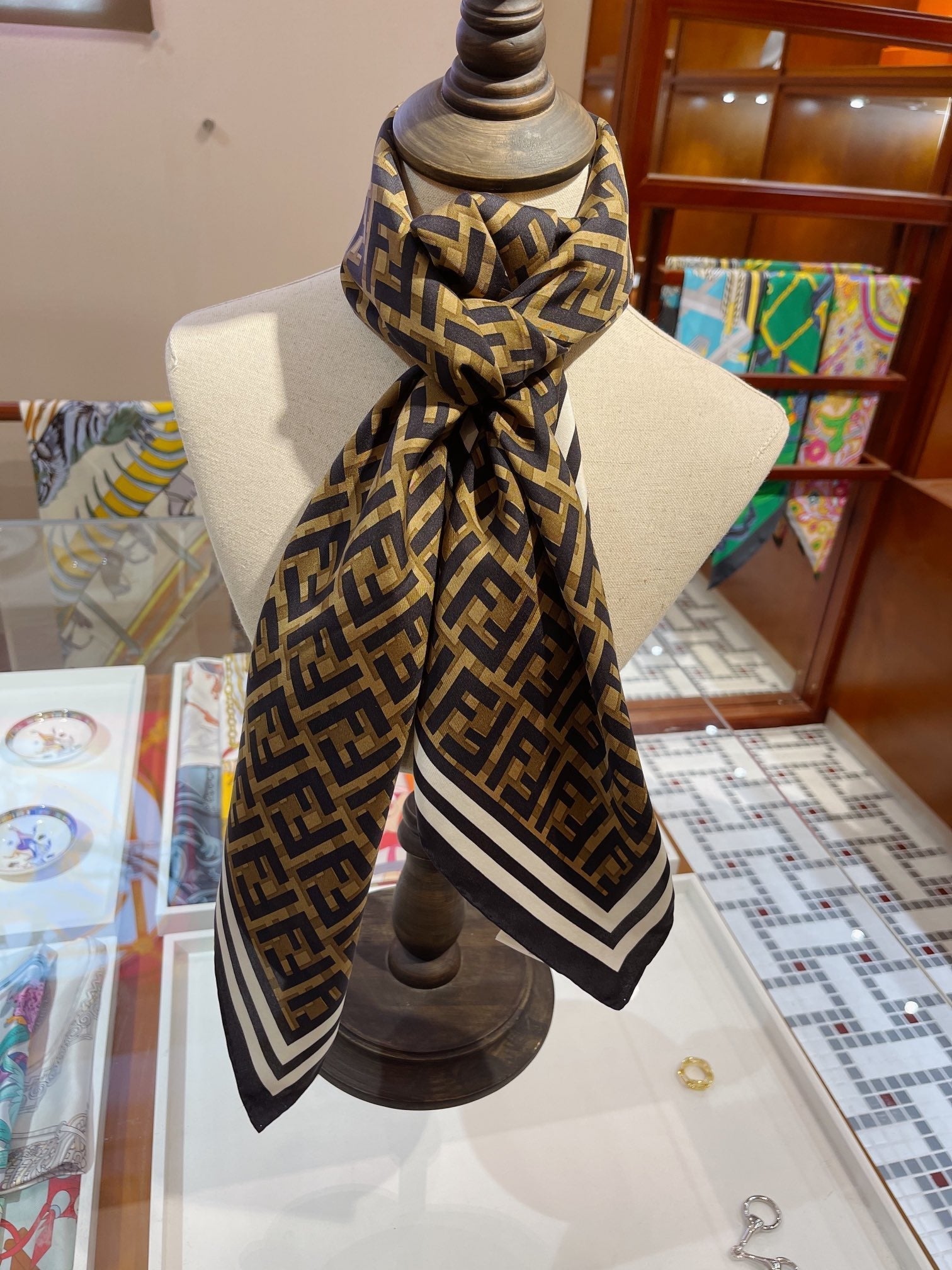 F Letter Square Scarf