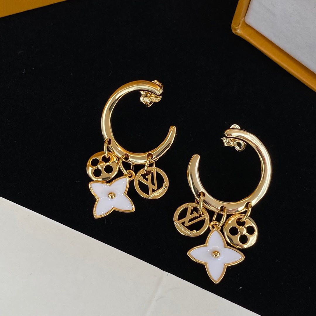 Four Leaf Clover Logo Pendant Earrings