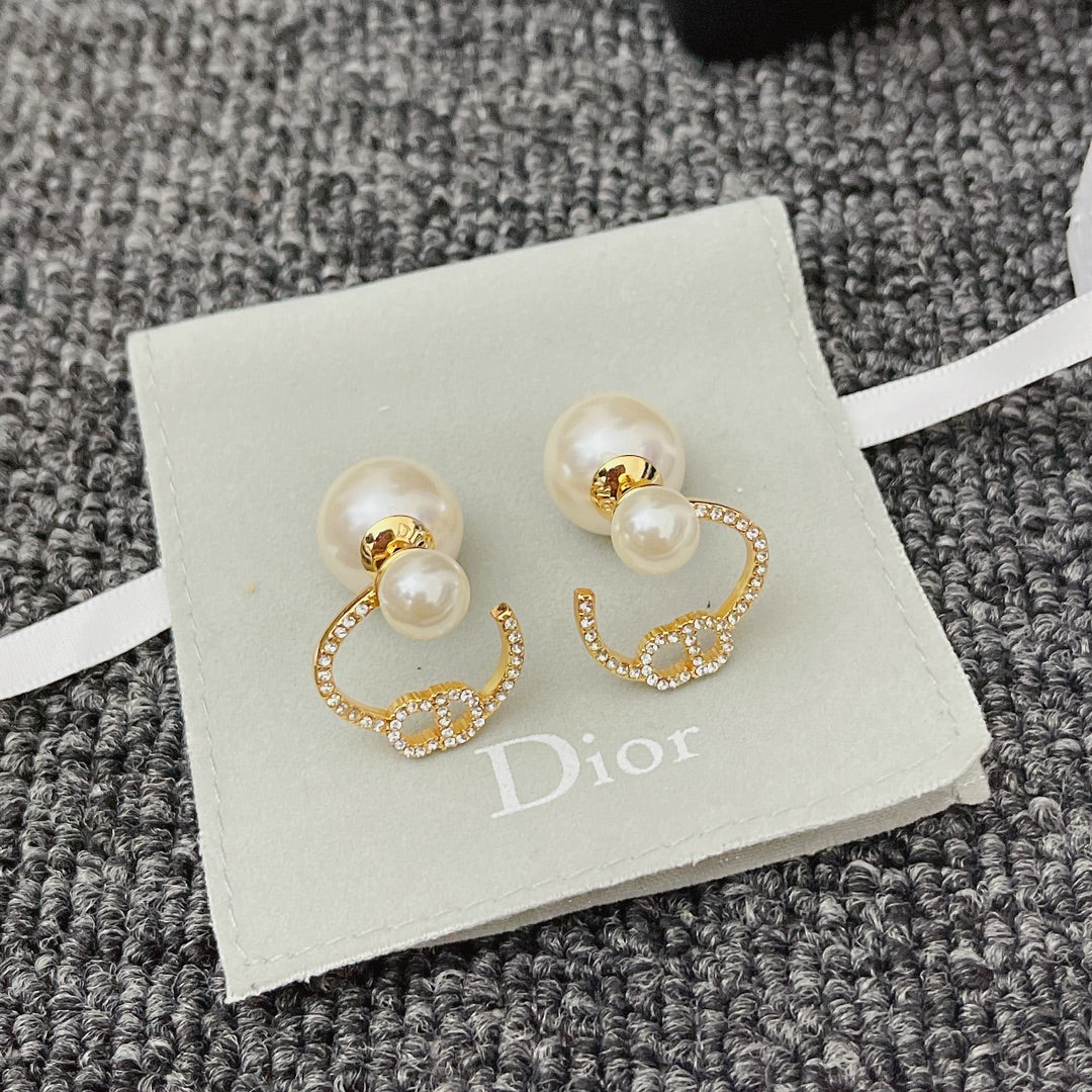 Versatile Diamond Letter Pearl Earrings