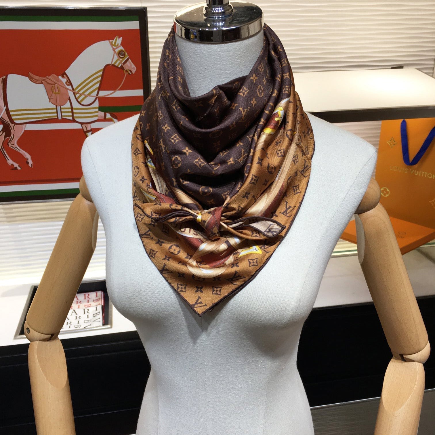 Leather Edge Square Silk Scarf