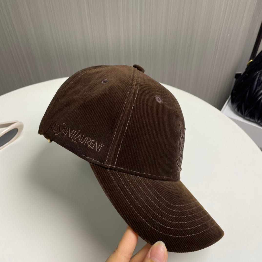 Letter Embroidered Corduroy Baseball Cap