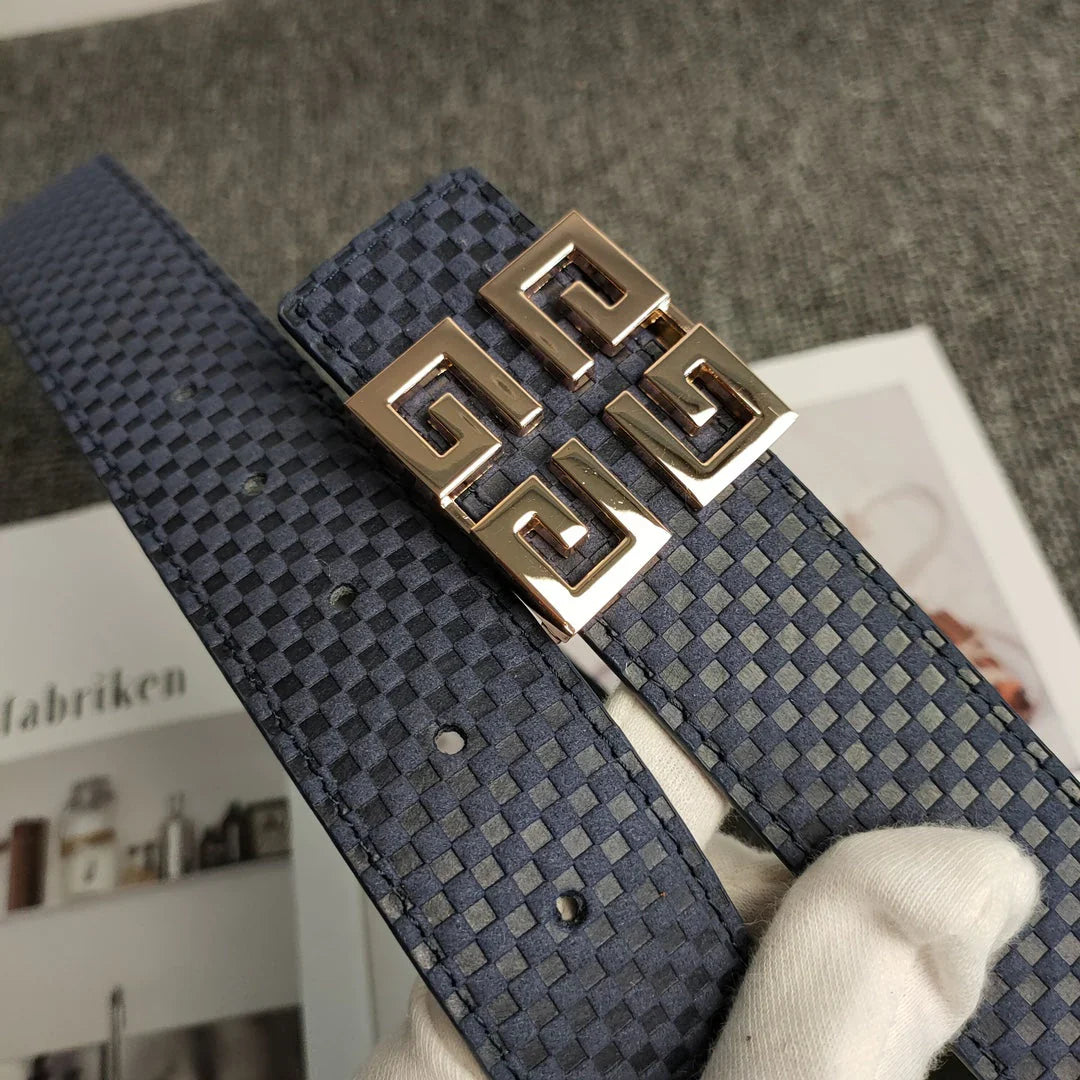 3 Colors Fashion check print square leather belt