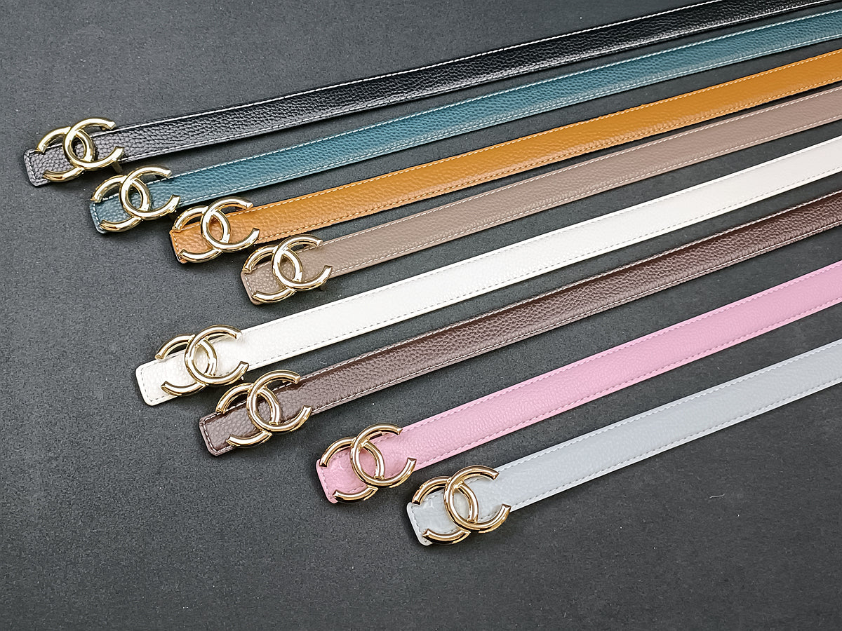 8 Colors luxury double C multi-color lychee leather belt