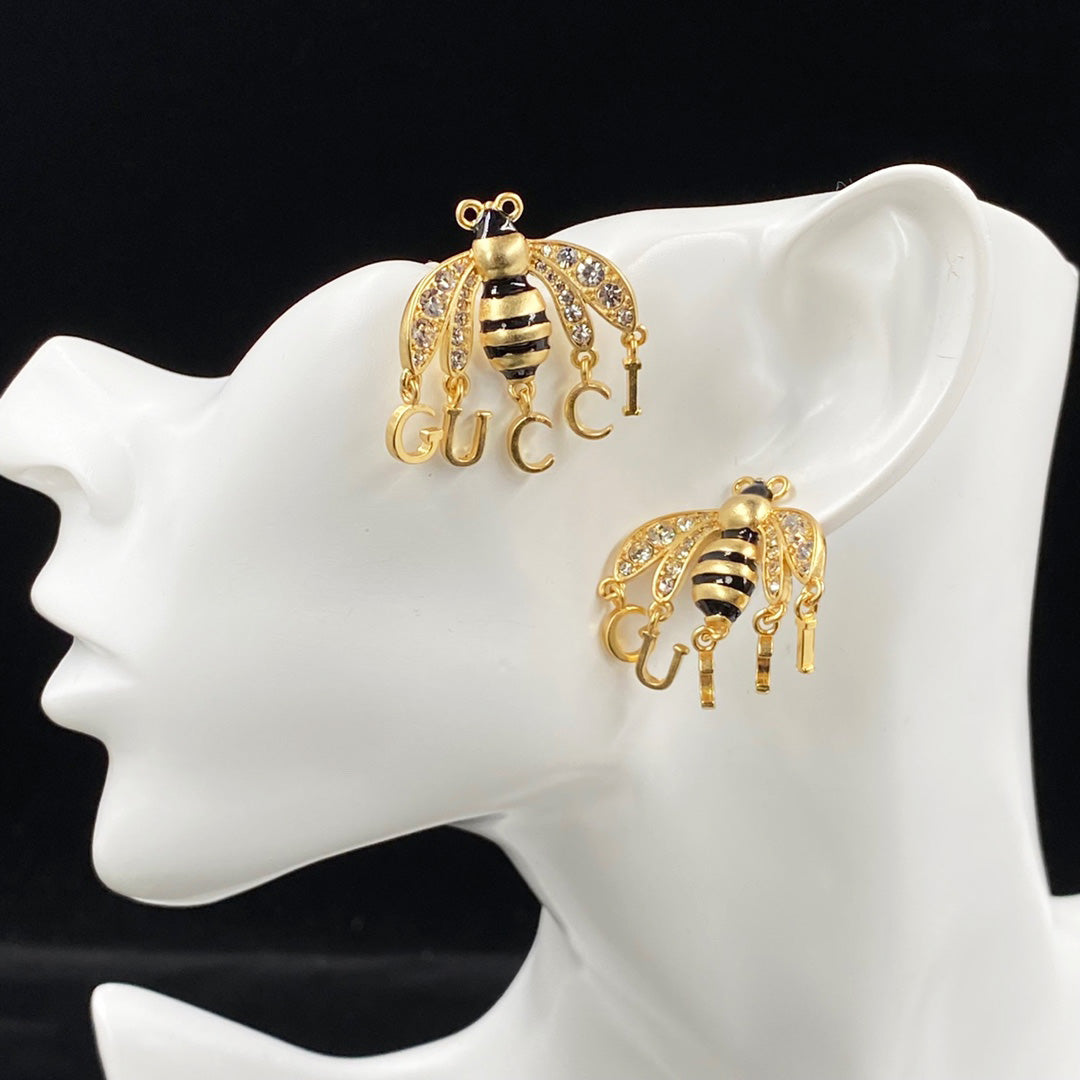 Bee Logo Pendant Earrings