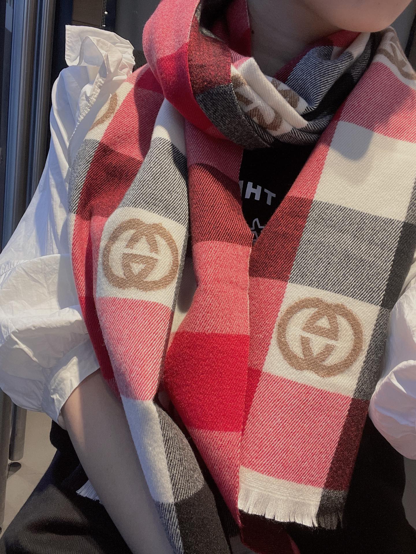 Monogram Check Cashmere Scarf