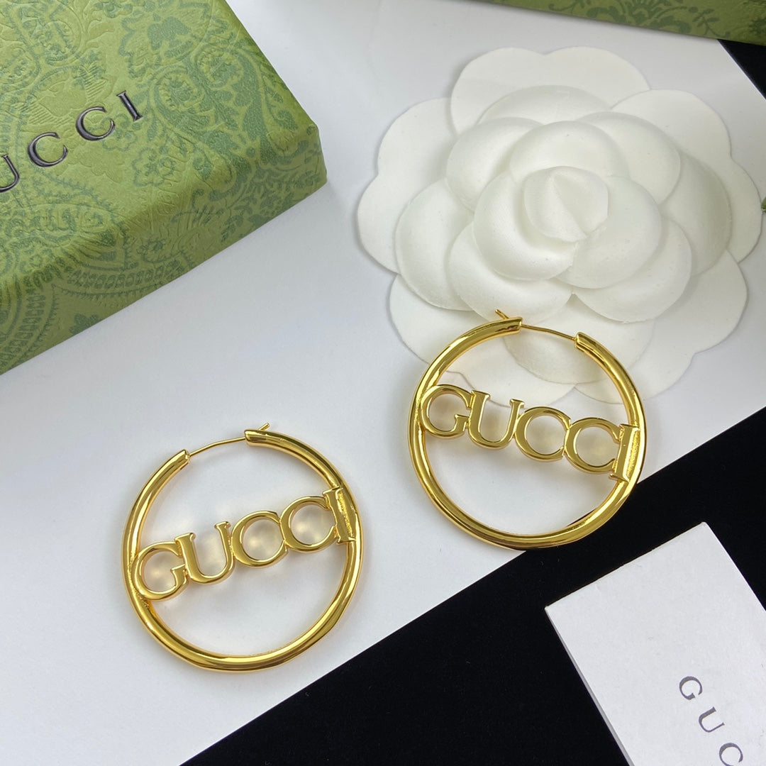 Versatile Logo Letter Hoop Earrings