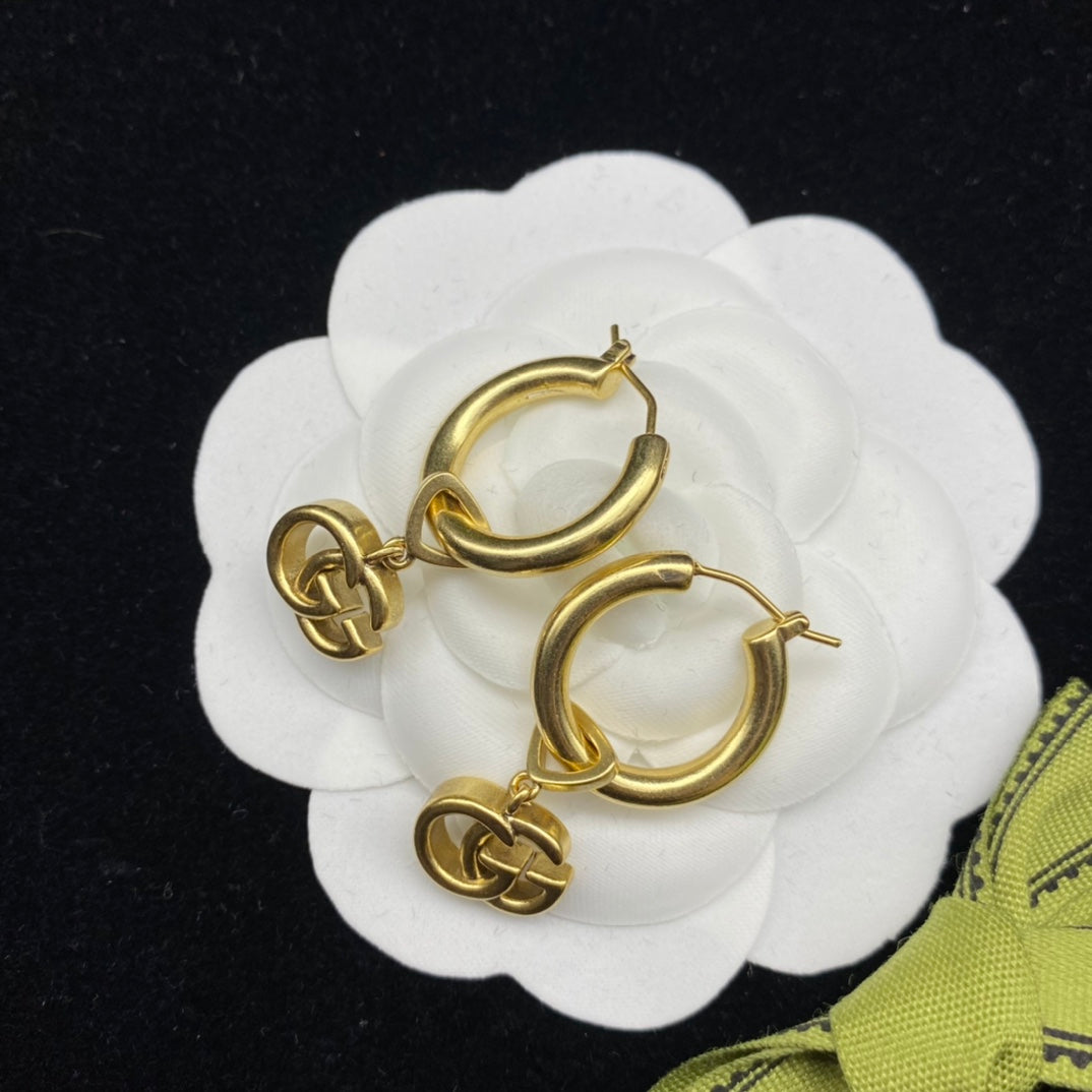 Double G Drop Hoop Earrings