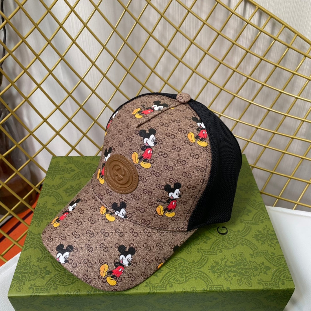 Cartoon Leather Patchwork Mesh Baseball Cap