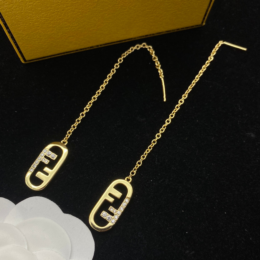 Personality Diamond Alphabet Chain Earrings