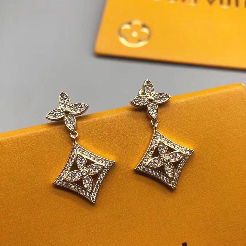 Classic Monogram Flower Diamond Earrings