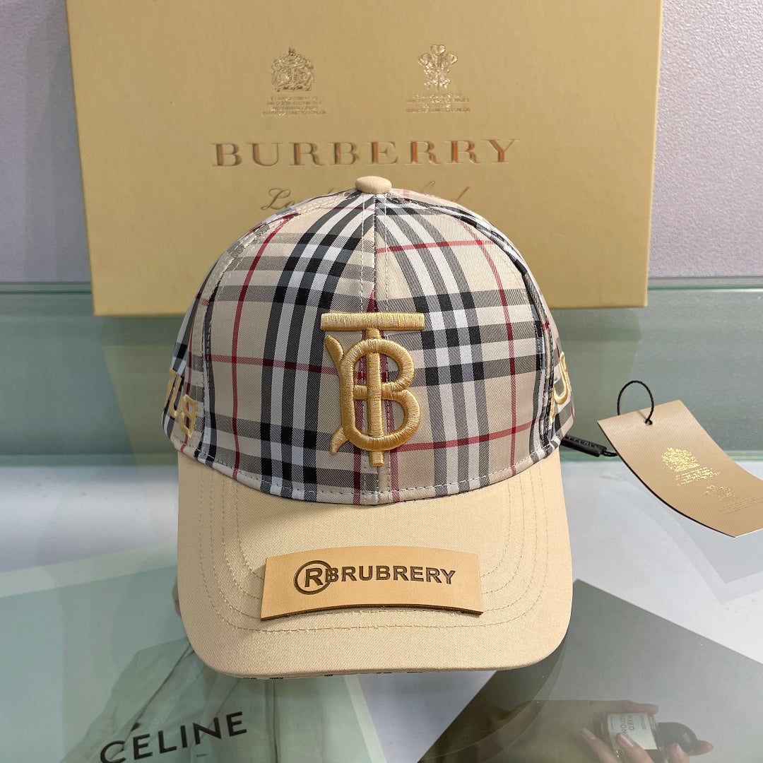 Classic Check Embroidered Letter Baseball Cap