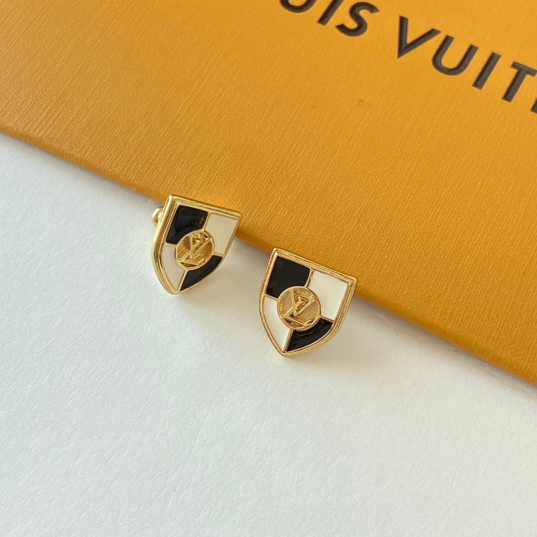 Premium Colorblock Shield Stud Earrings