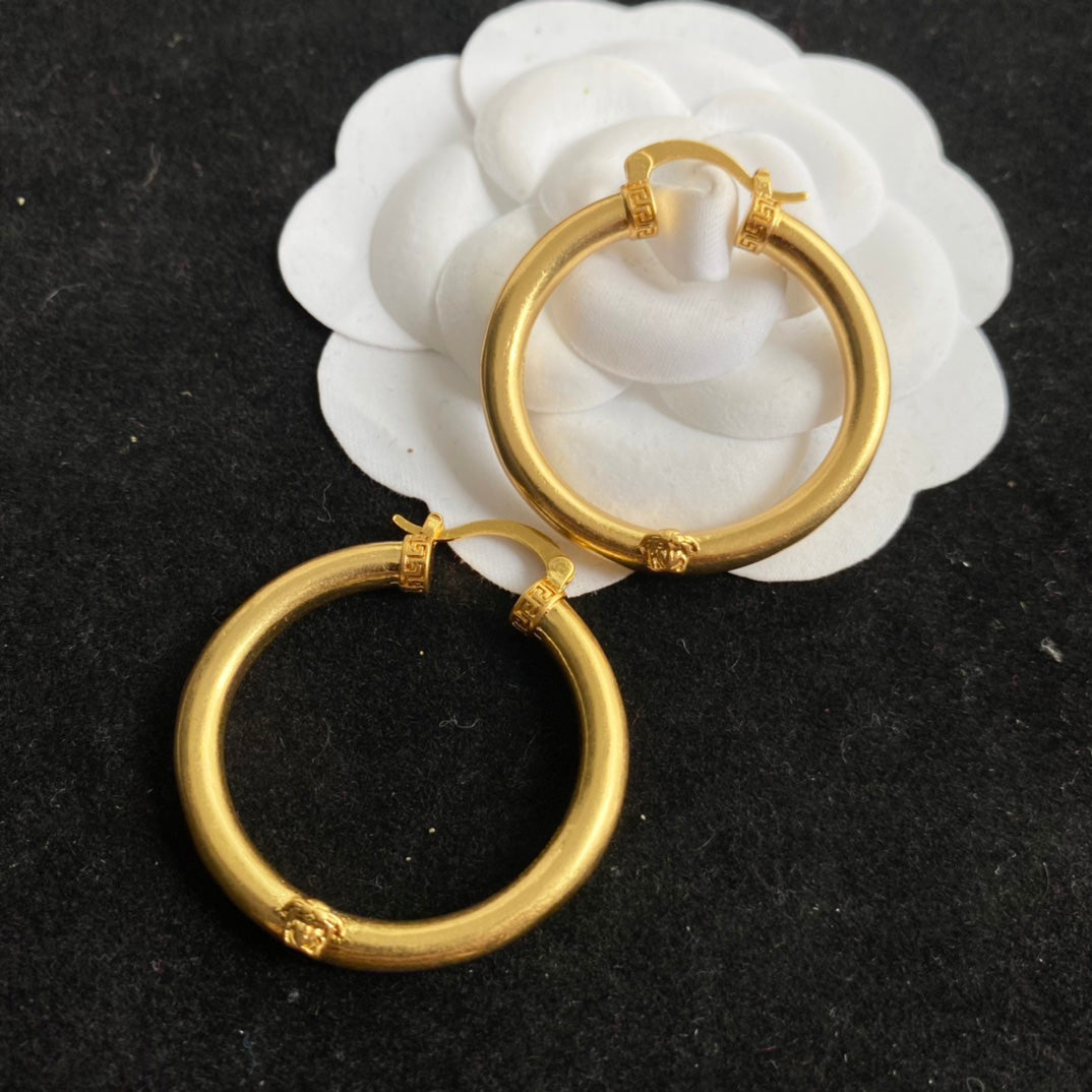 Vintage Large Hoop Gold Earrings