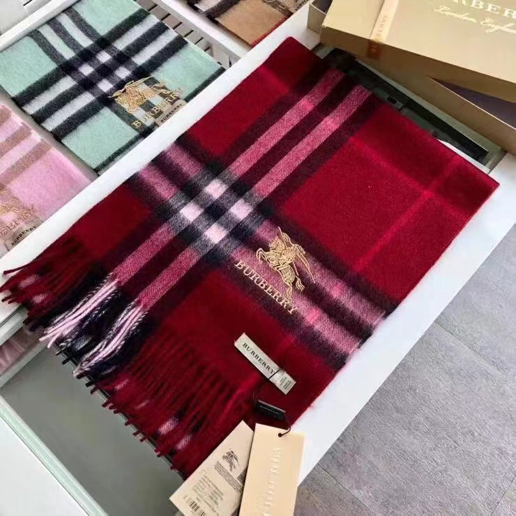 Classic Check Fringed Cashmere Scarf