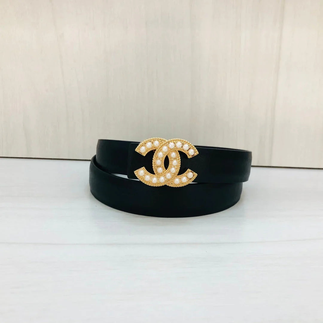 6 Colors Fashion Pearl Letter Leather Belt