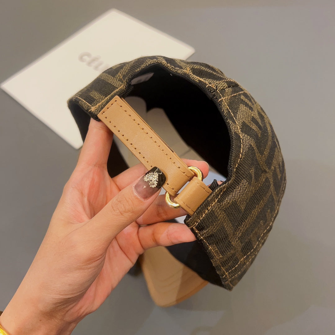 Letter Jacquard Leather Panel Baseball Cap