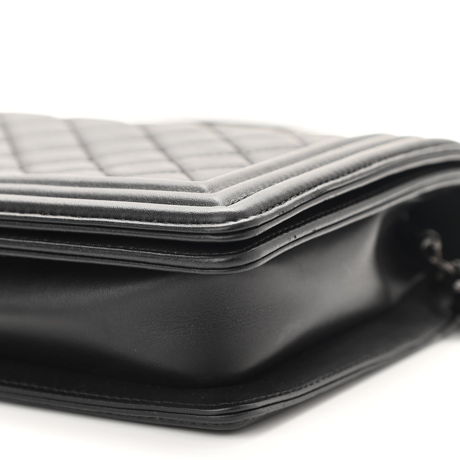 Calfskin Quilted Boy Clutch With Removable Chain So Black