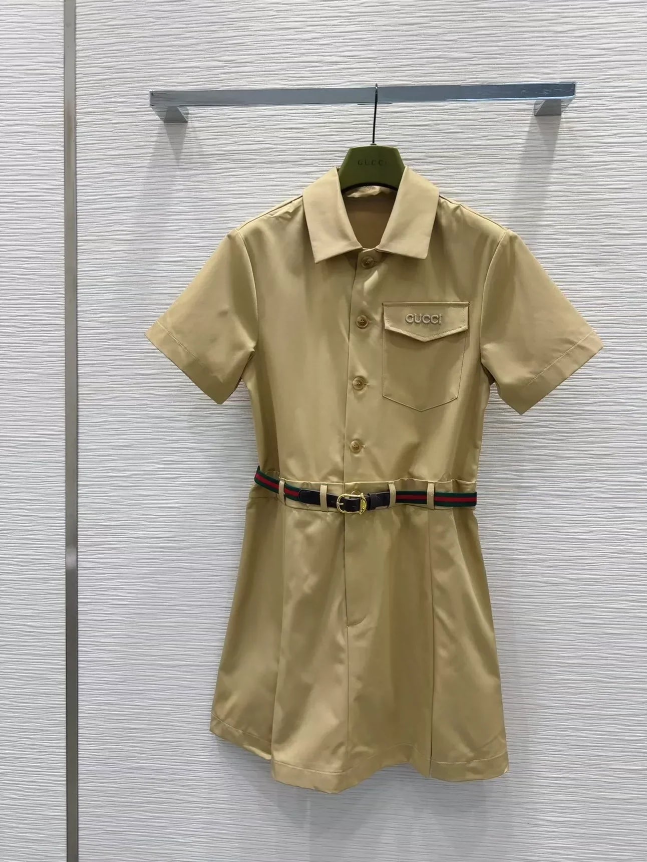 g 25 New Pocket Belt Lapel Short Sleeve Dresses