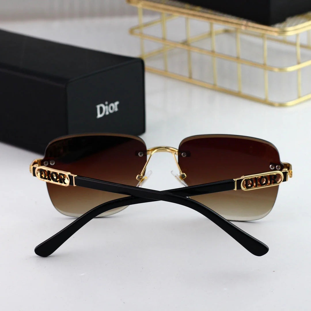 Polygonal rimless cut-edge sunglasses