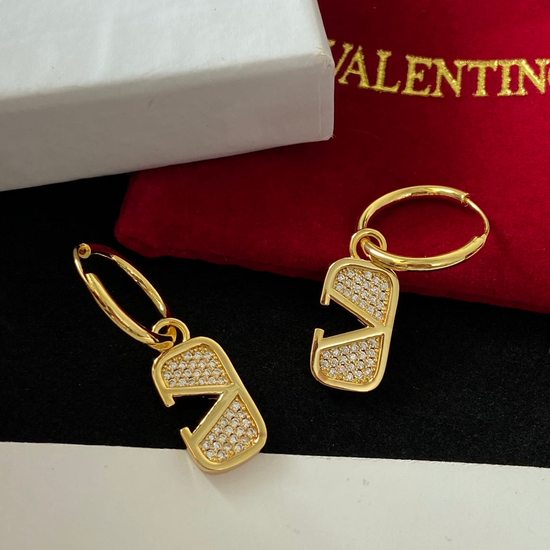 Sparkling Diamond Monogram Earrings