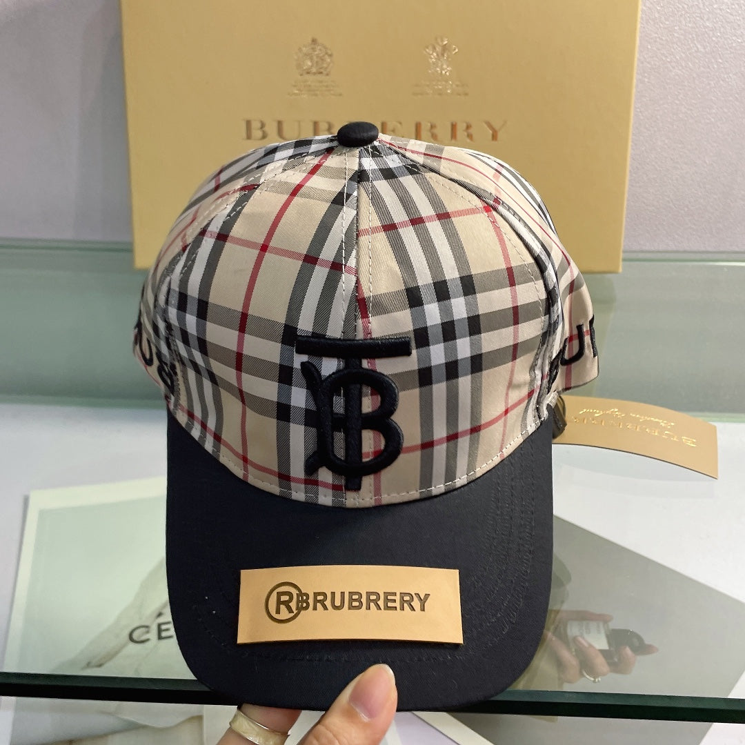 Classic Check Embroidered Letter Baseball Cap