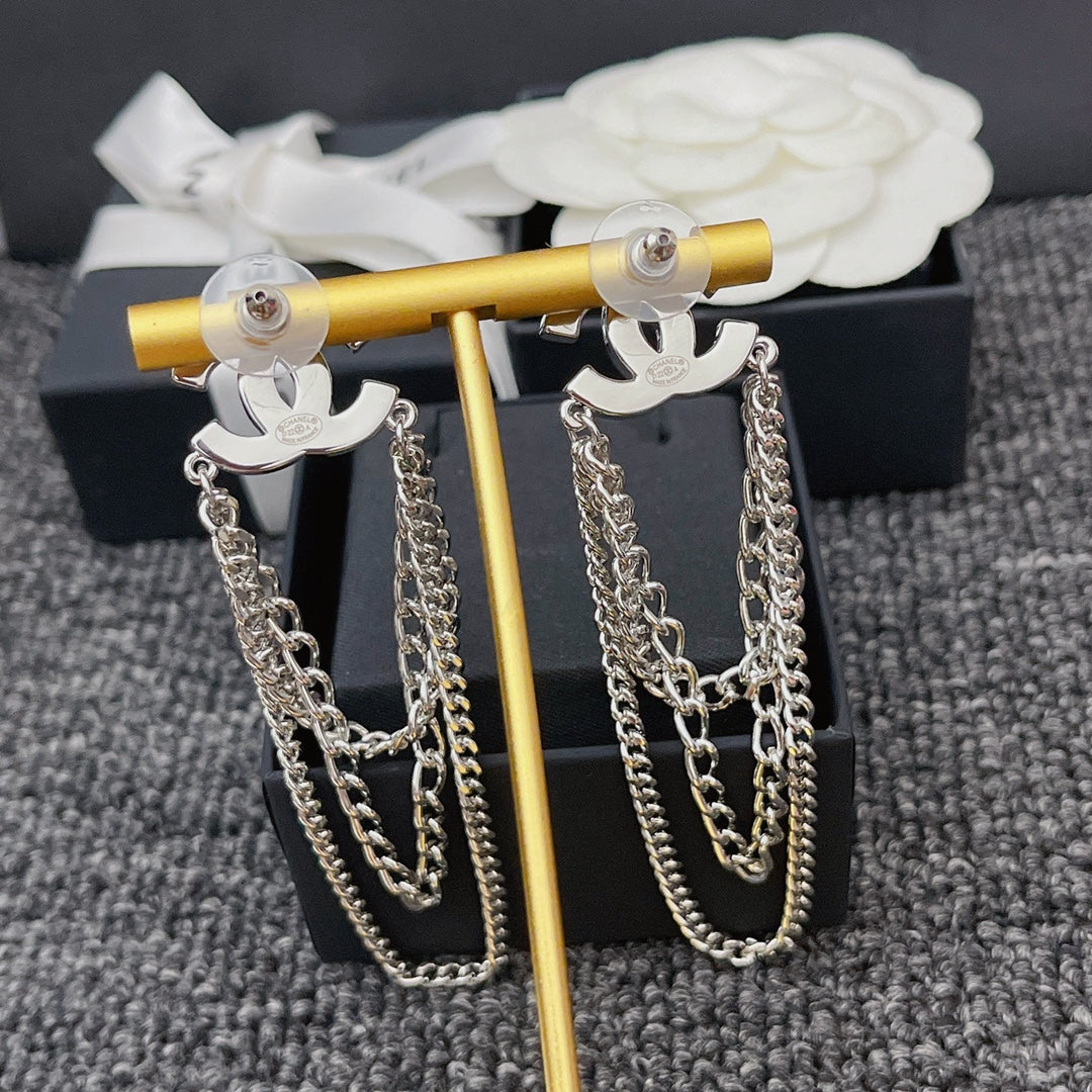 Crystal Diamond Chain Drop Earrings