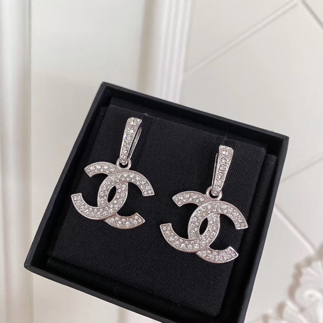 Full Diamond Signature Drop Earrings