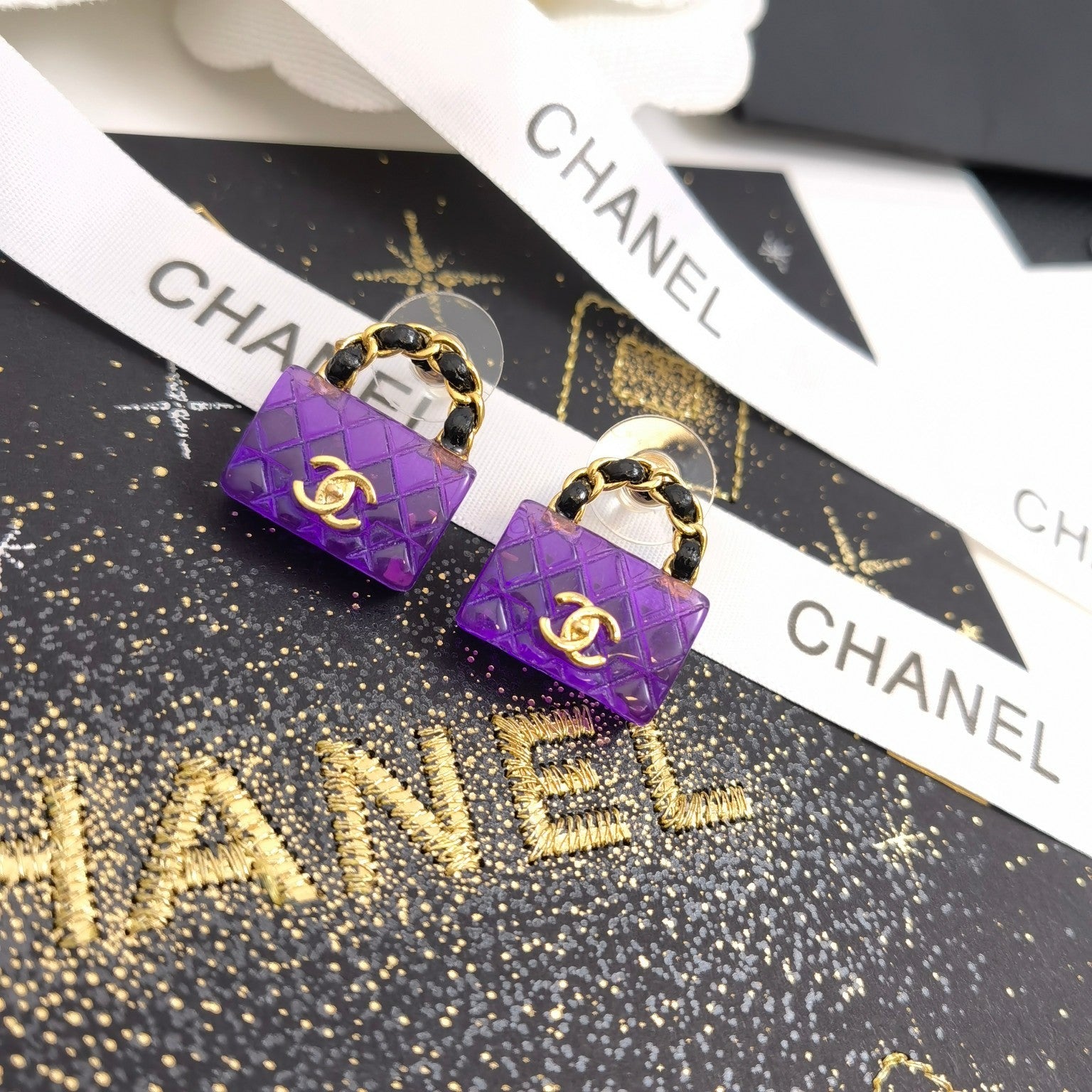 Elegant Purple Bag Earrings