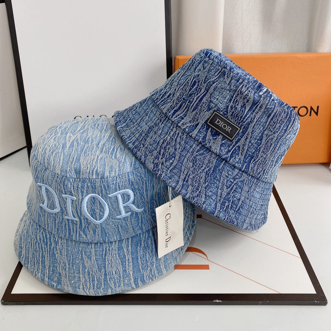 Letter Embroidered Denim Bucket Hat