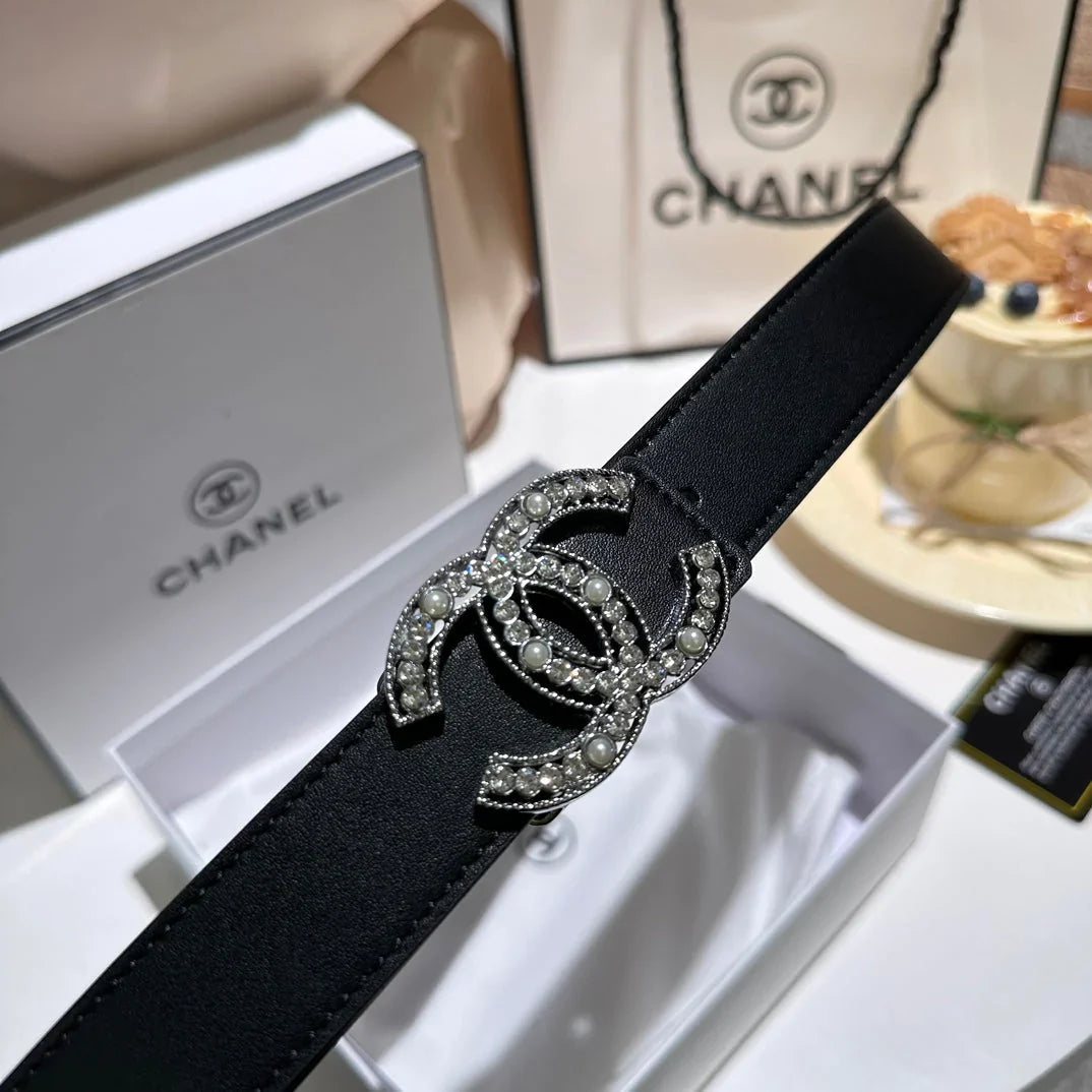 Luxury double C pearl belt