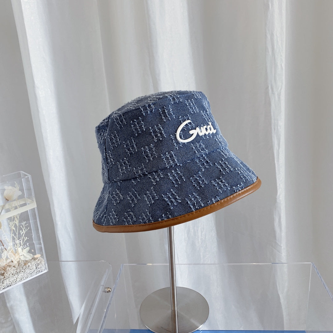 Embroidered Letter Cowboy Bucket Hat