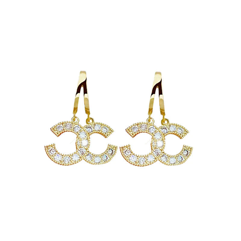 Classic double C letter earrings