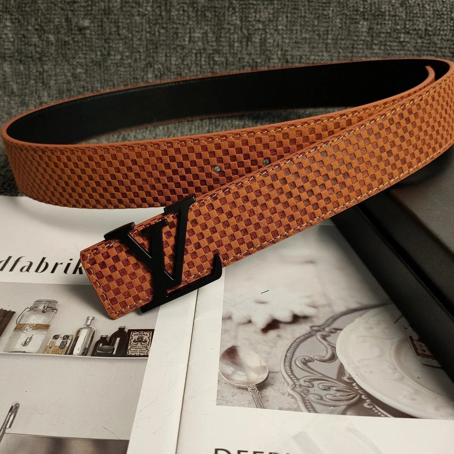 3 Colors Luxury Orange Leather Belt