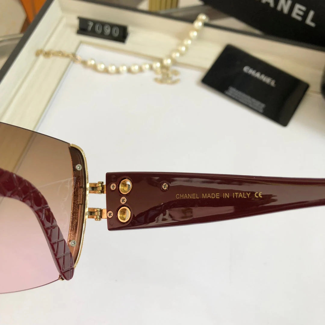 Frameless trimmed large frame sunglasses