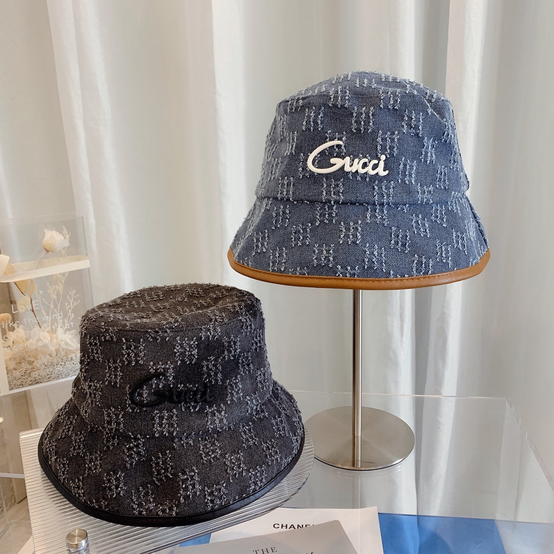 Embroidered Letter Cowboy Bucket Hat