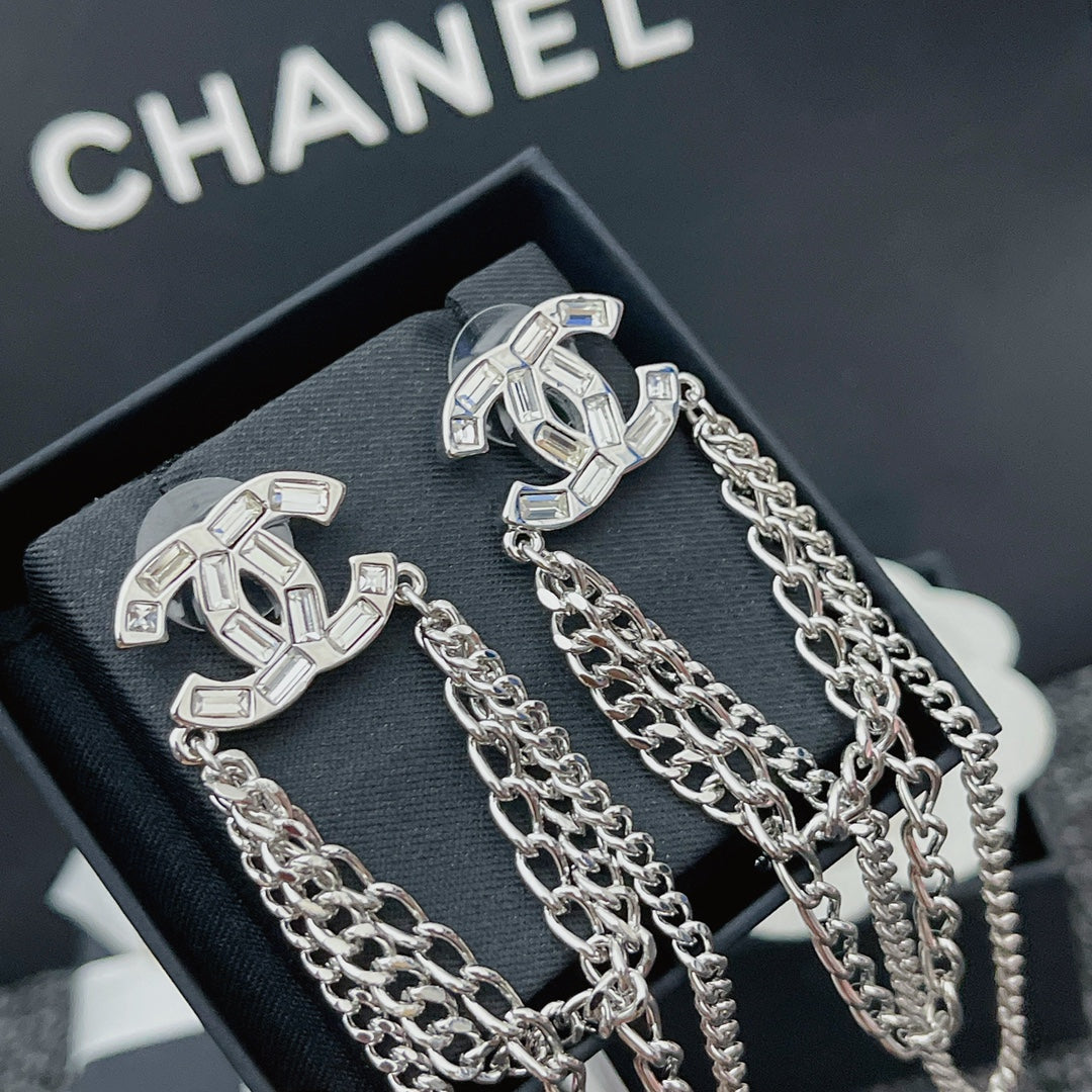 Crystal Diamond Chain Drop Earrings